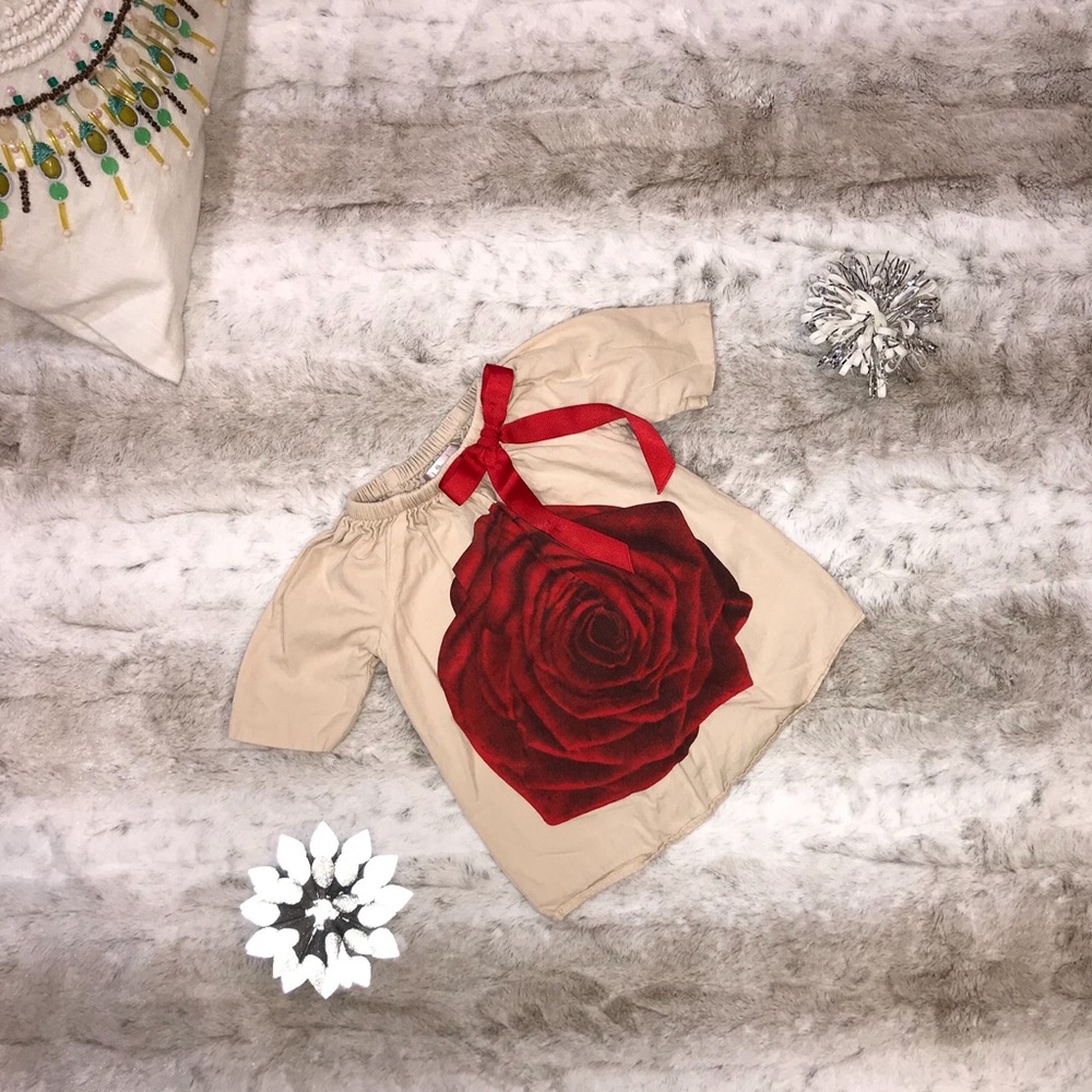 Halabaloo Rose Print Short Sleeve Dress Baby 6M